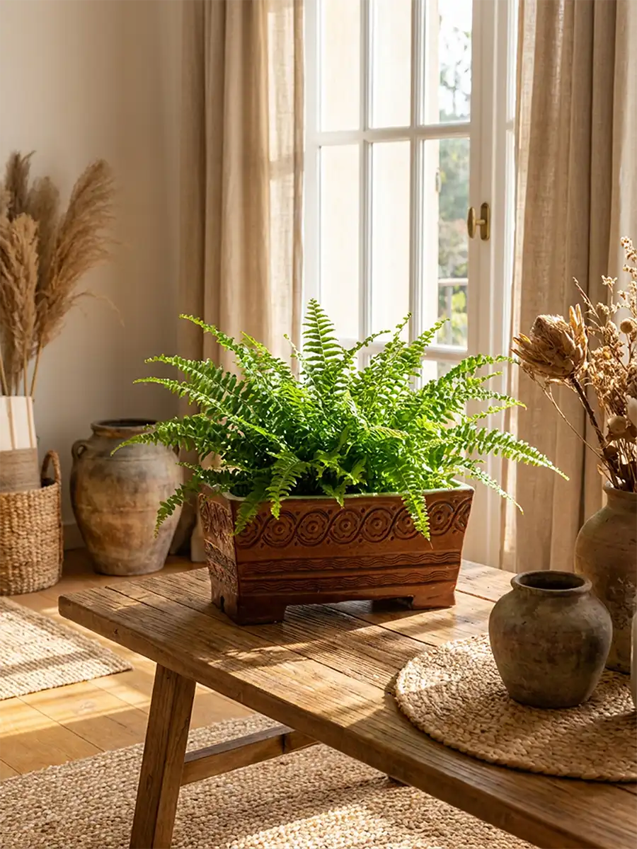 Jardinière ornée classique-chic in situ