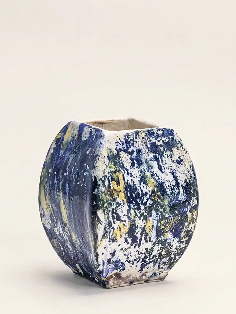 Vase carré raku Majolique
