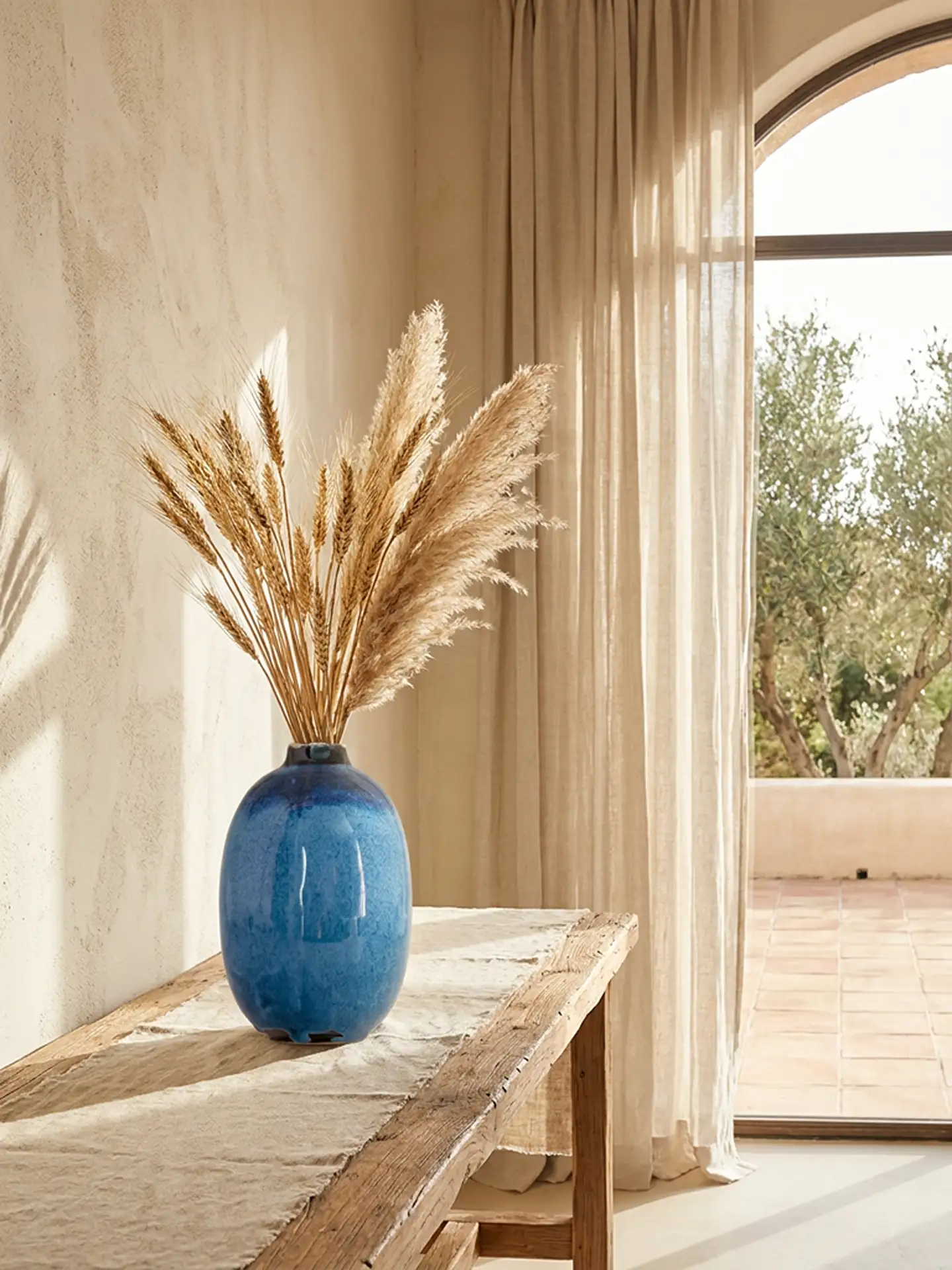 Vase élancé grès bleu rutile in situ