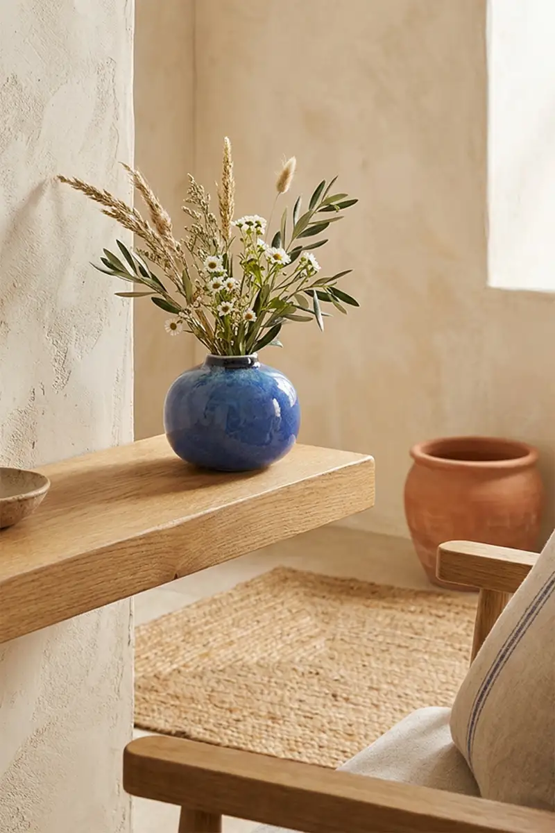 Vase grès bleu rutile in situ