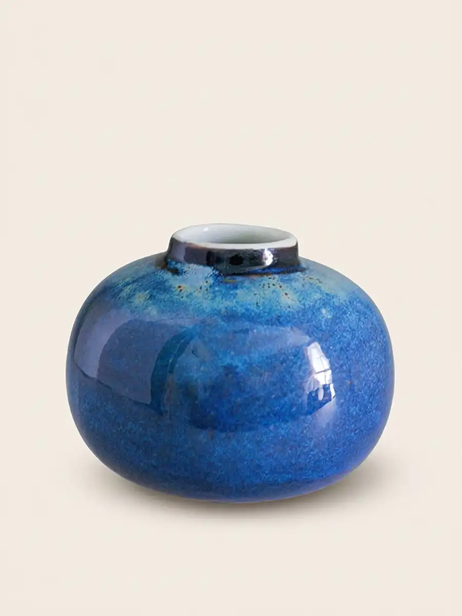 Vase grès bleu rutile