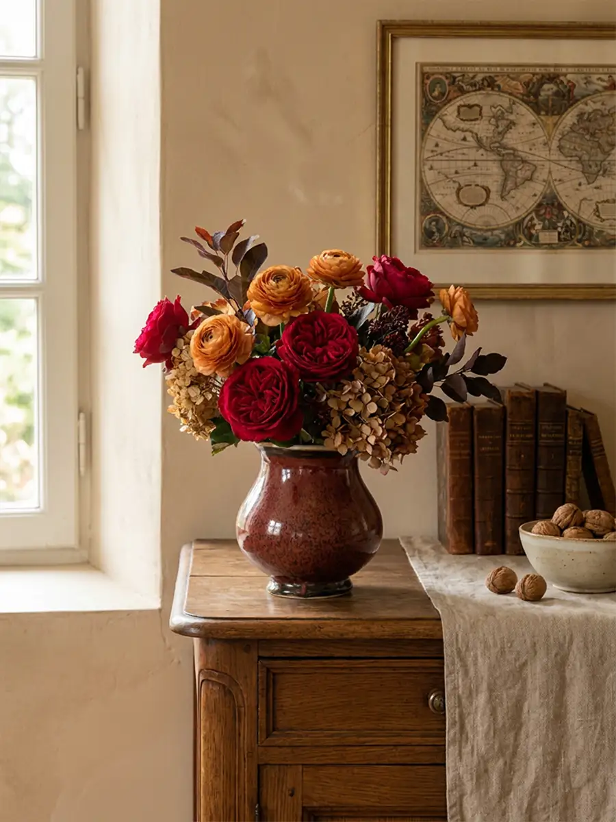 Vase rouge de fer en grès in situ
